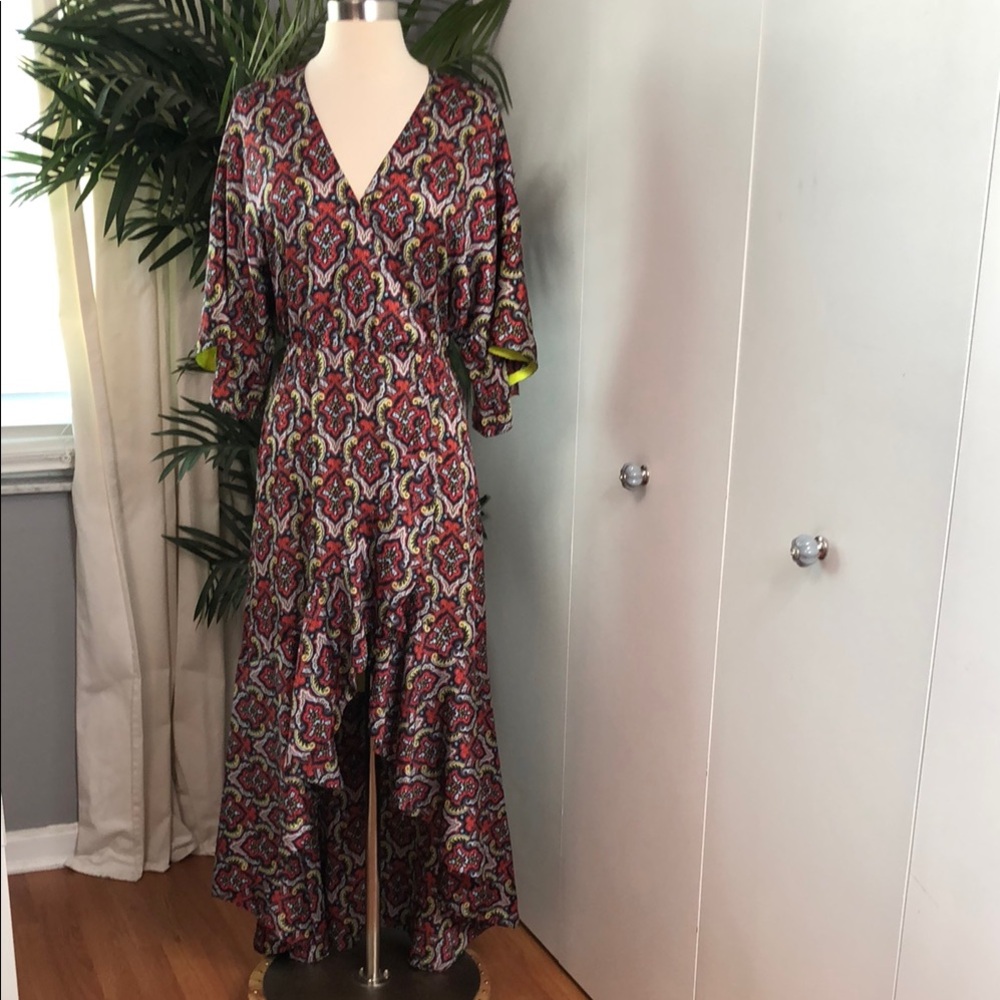 Alice + Olivia Red Ruched Tiered Sundress